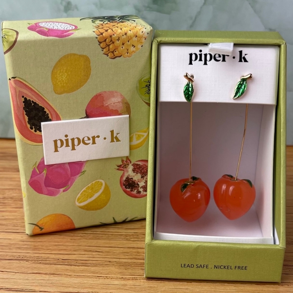 Piper K Just Peachy Drop Earrings NIB - Picture 3 of 3